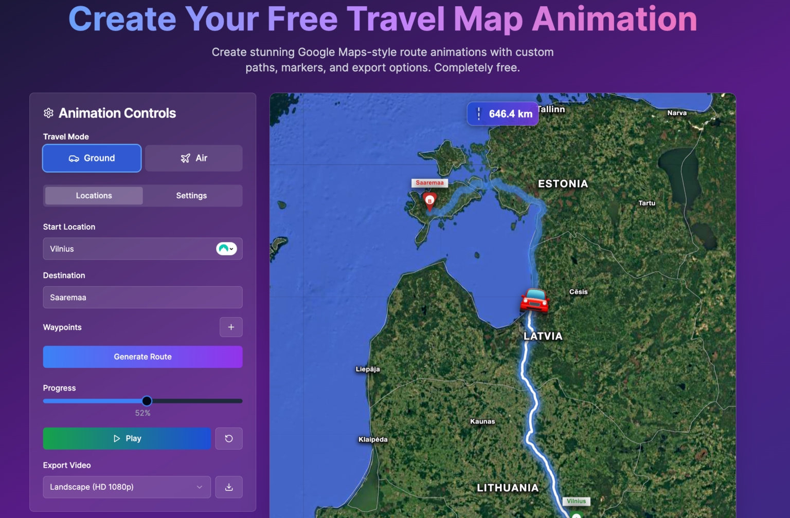 The Best Free Travel Map Route Generator in 2025: MapAnimationMaker.com ...